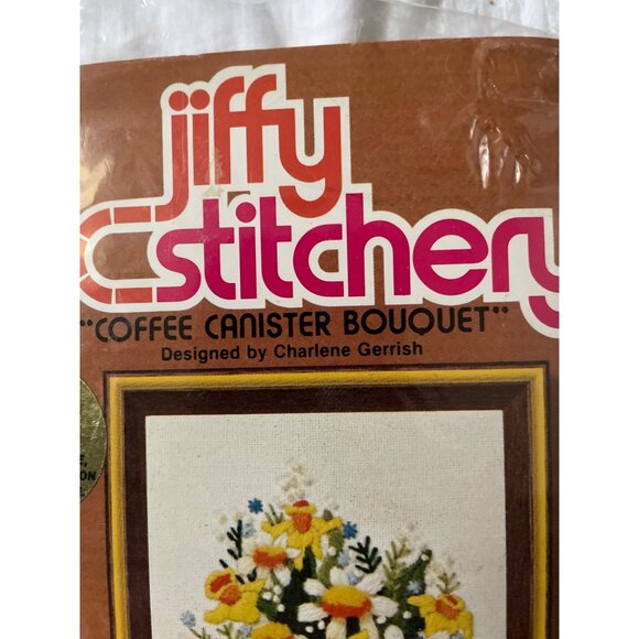 Jiffy Stitchery Coffee Canister Bouquet Needlepoint Kit Designed By Charlene Ger - Picture 14 of 14